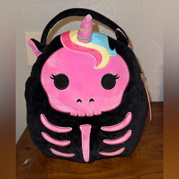 Squishmallows Black and Pink Skeleton Unicorn Bag Rare